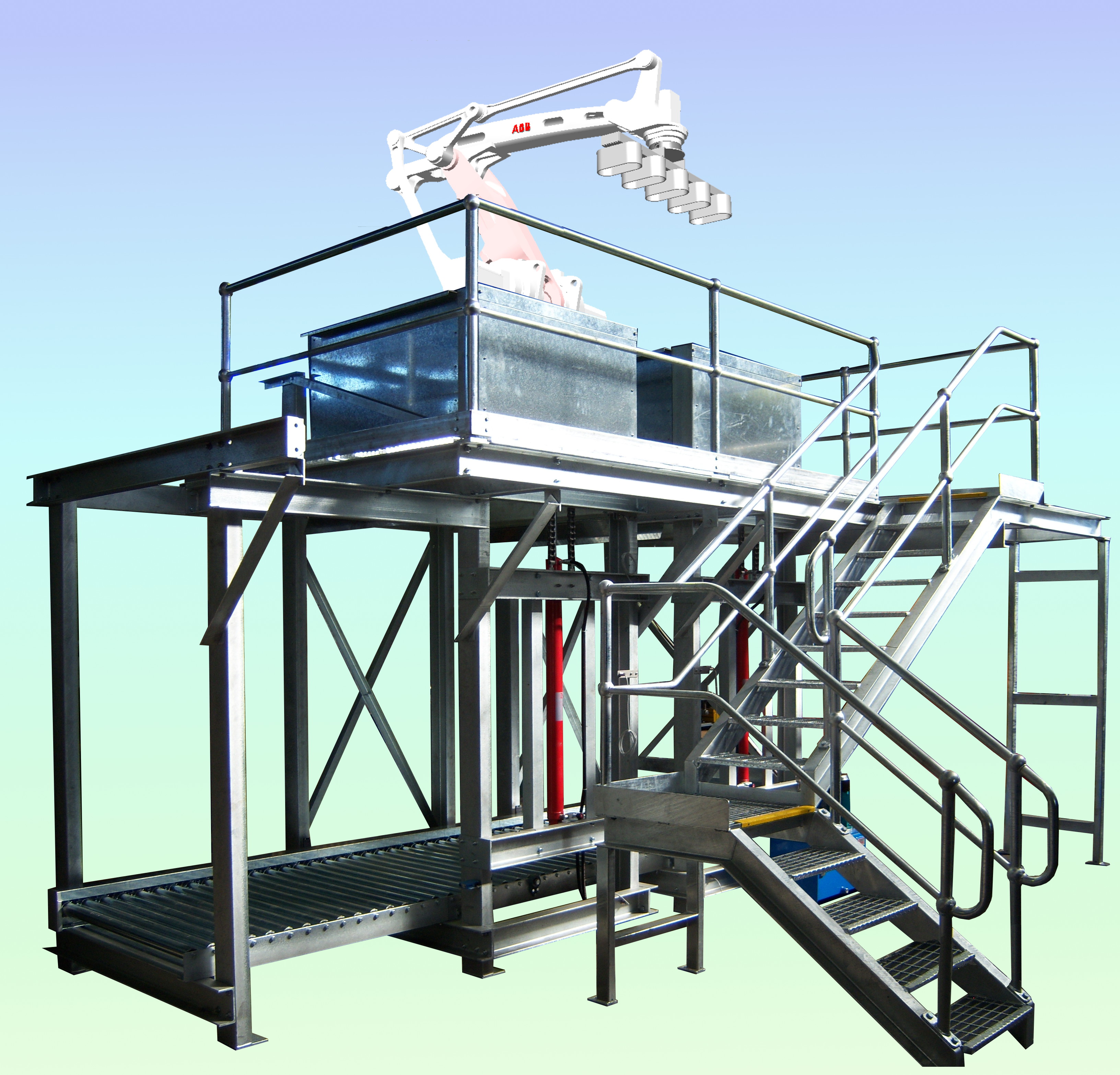 Robotic pallet packing system in operation